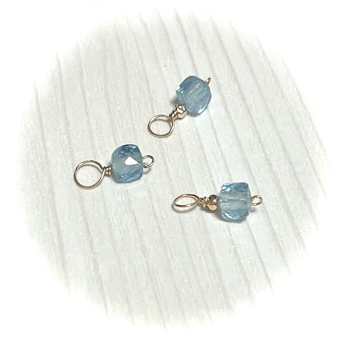 k10 アクアマリン✩1粒チャームセット◝✩濃♥
