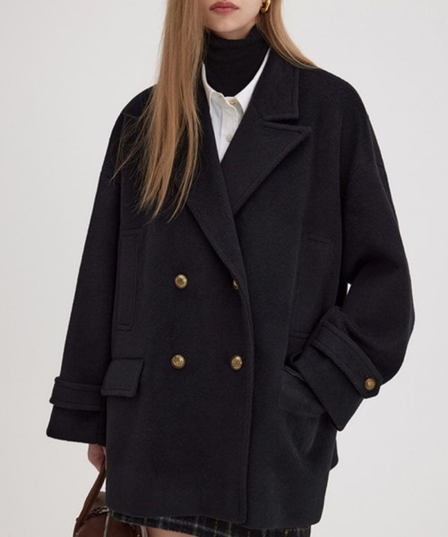 Fano Studios ダブルブレストウールハーフチェスターコート