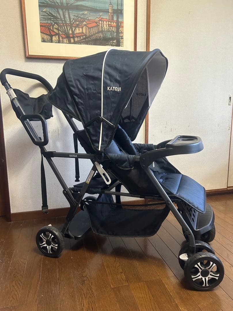 【satomi】カトージ 二人乗りベビーカー 二人でゴー ネイビー