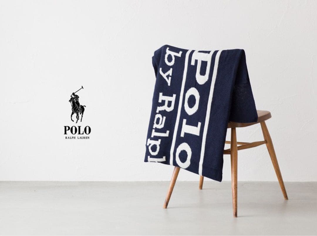 POLO RALPH LAUREN ビッグロゴ マフラー ネイビー