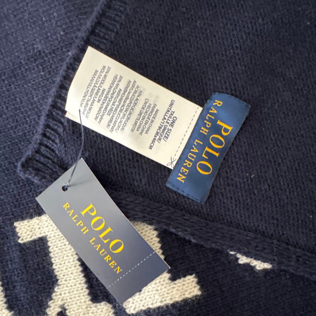 POLO RALPH LAUREN ビッグロゴ マフラー ネイビー