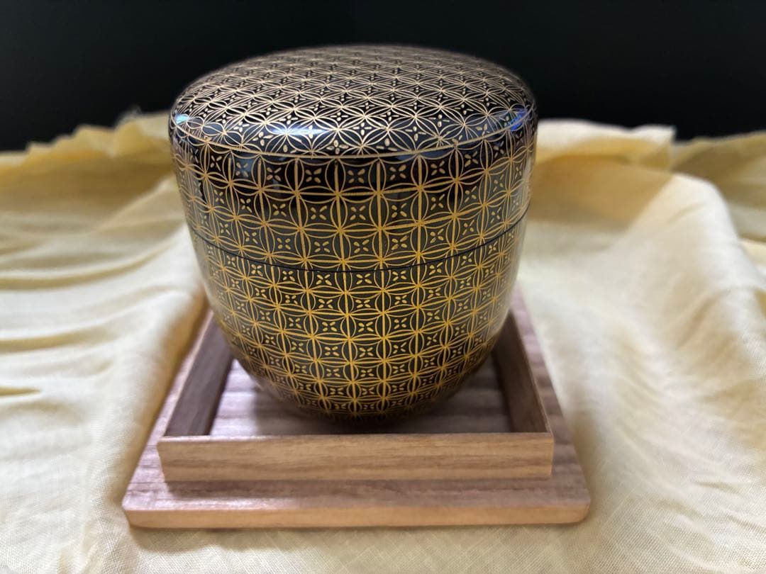 【新品 未使用】　前志芸男　沈金七宝之図　茶道具 棗