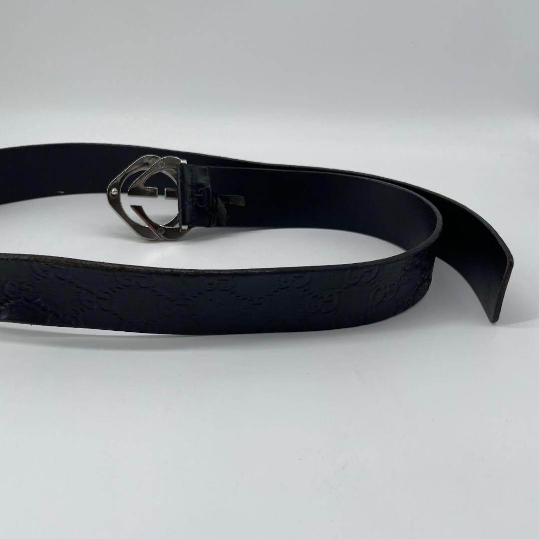 15319✨良品✨GUCCI グッチ レザー GG総柄 G金具 ベルト ブラック