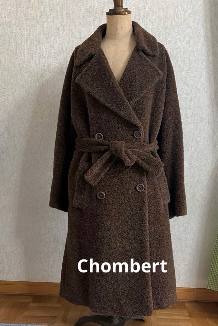 [Chombert] ブラウン ダブルブレスト ロングコート