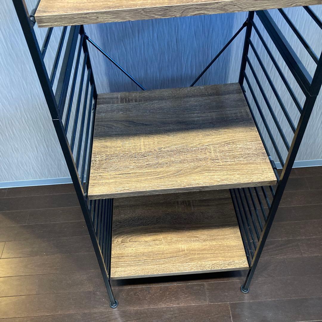 ワイエムワールド シェルフ 5段 幅47cm オーク 組み立て済 スチールラック