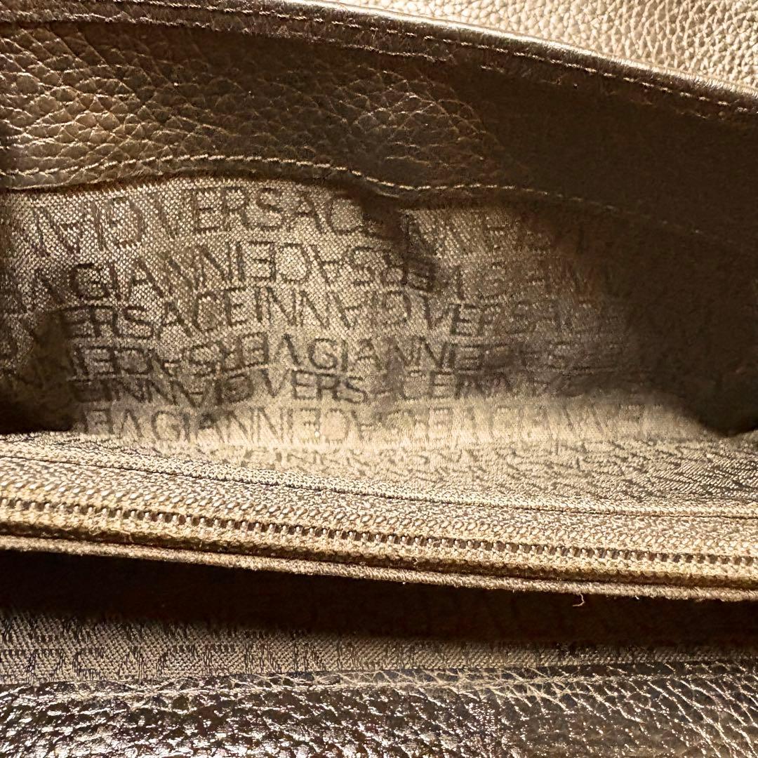 VERSACE ブラック しぼ革レザー 長財布 メタルメドゥーサ付