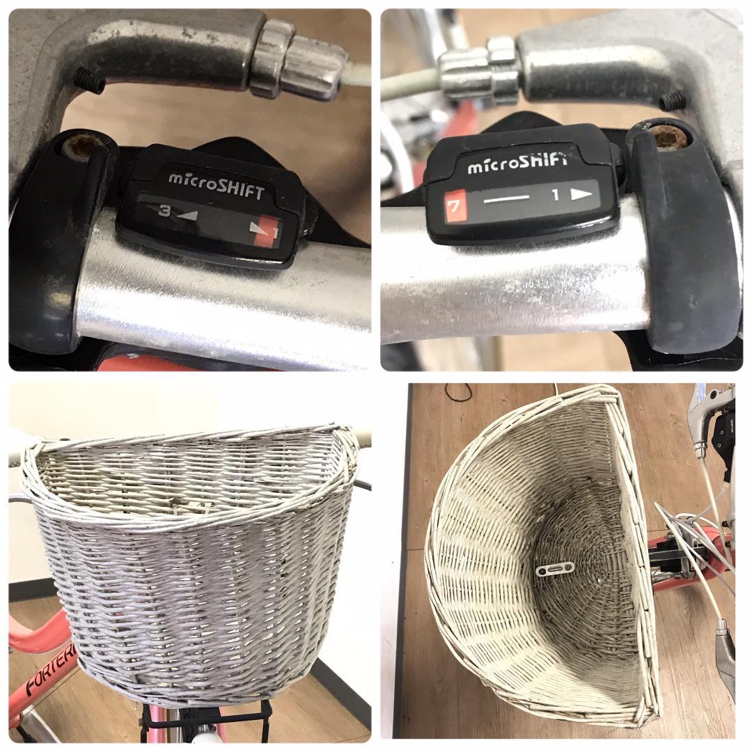 福岡 クロスバイク 約27インチ 変速21段 ピンク LEDライト