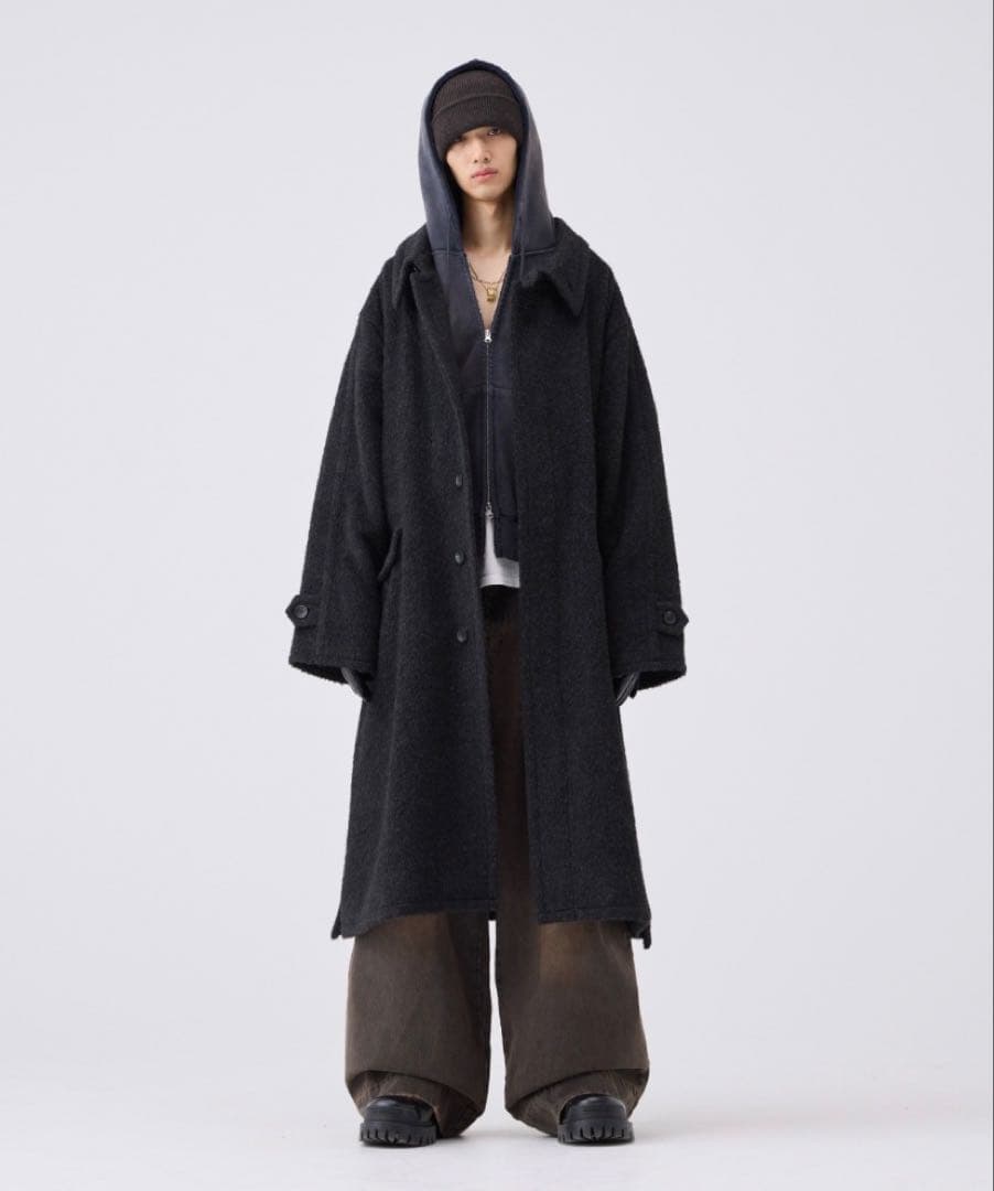 soerte ウールブレンドシャギーオーバーコート　3