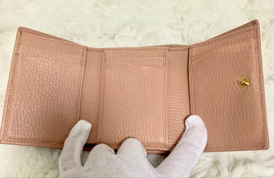 カンキチ様GGマーモント 三つ折り財布 コンパクトウォレット　ピンクベージュ