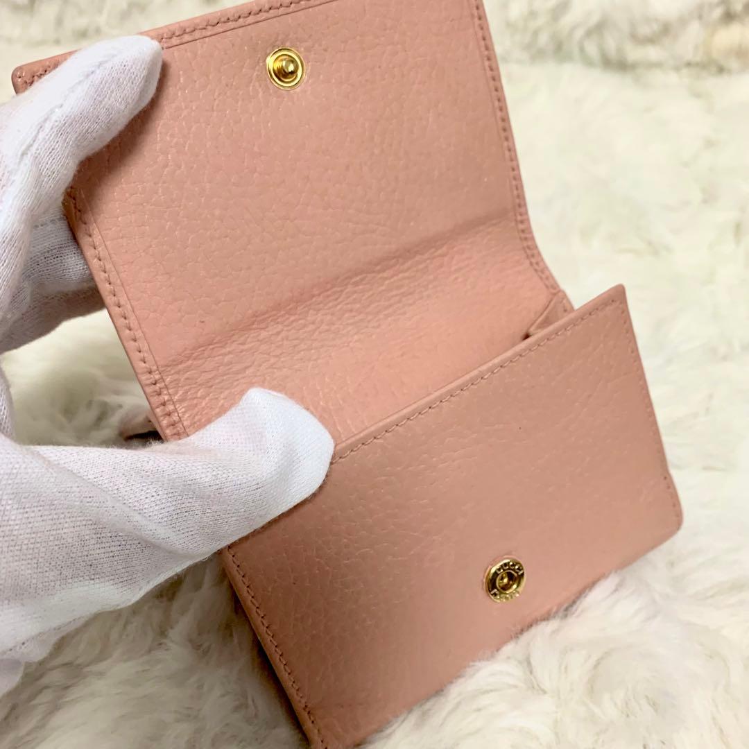 カンキチ様GGマーモント 三つ折り財布 コンパクトウォレット　ピンクベージュ