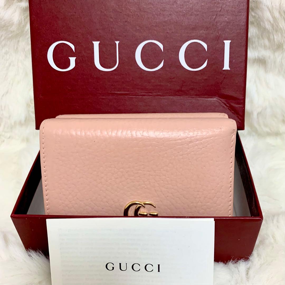 カンキチ様GGマーモント 三つ折り財布 コンパクトウォレット　ピンクベージュ