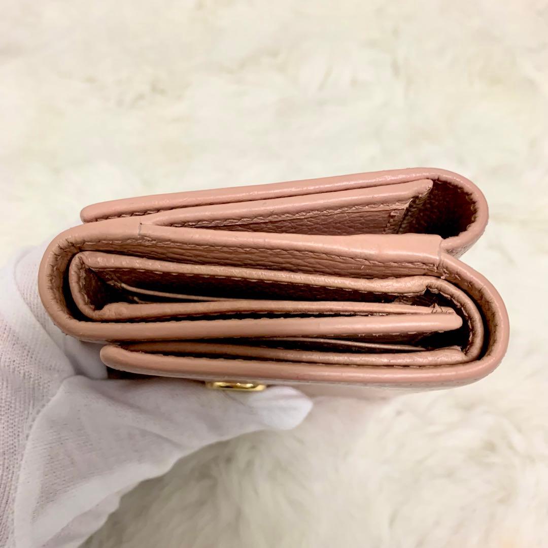 カンキチ様GGマーモント 三つ折り財布 コンパクトウォレット　ピンクベージュ