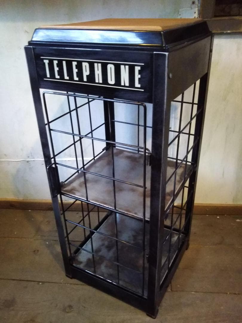 アンティーク　電話台　キャビネット　アイアン製　レトロ　レア 希少