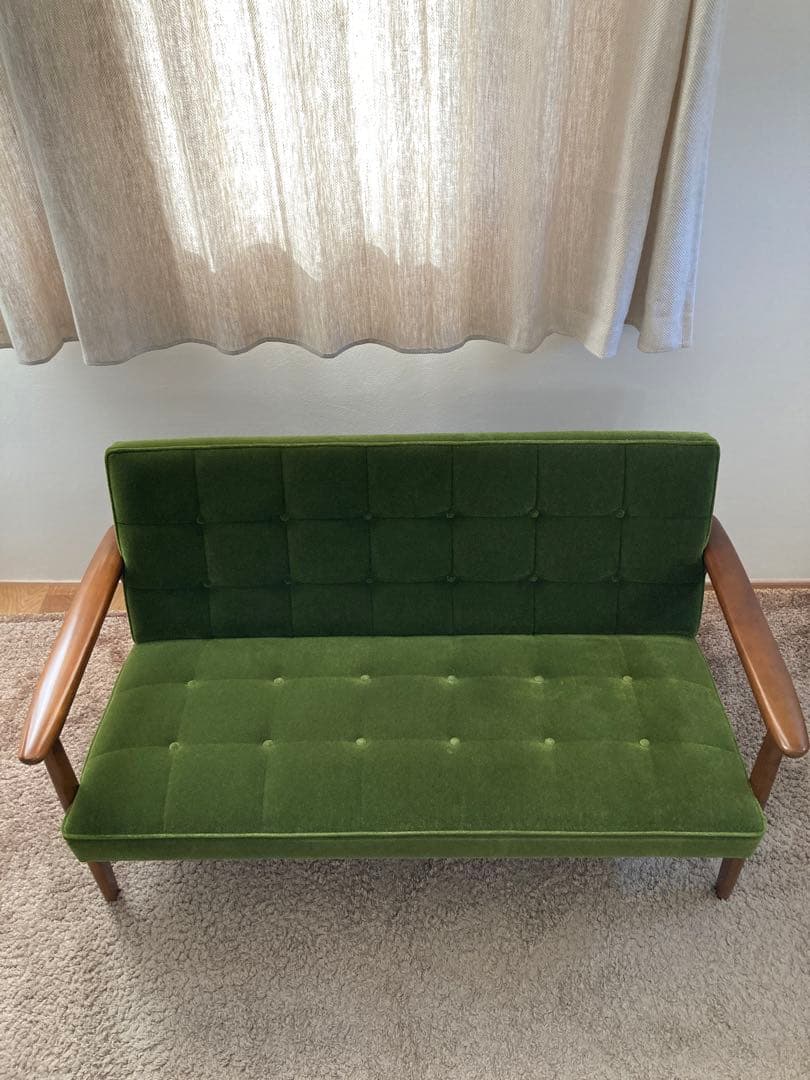 【ミクリ】カリモク60 kチェア 2シーター　モケットグリーン