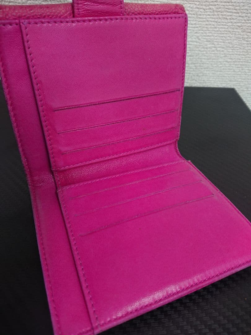 B レア シャネル CHANEL ココマーク キャビアスキン 二つ折り財布