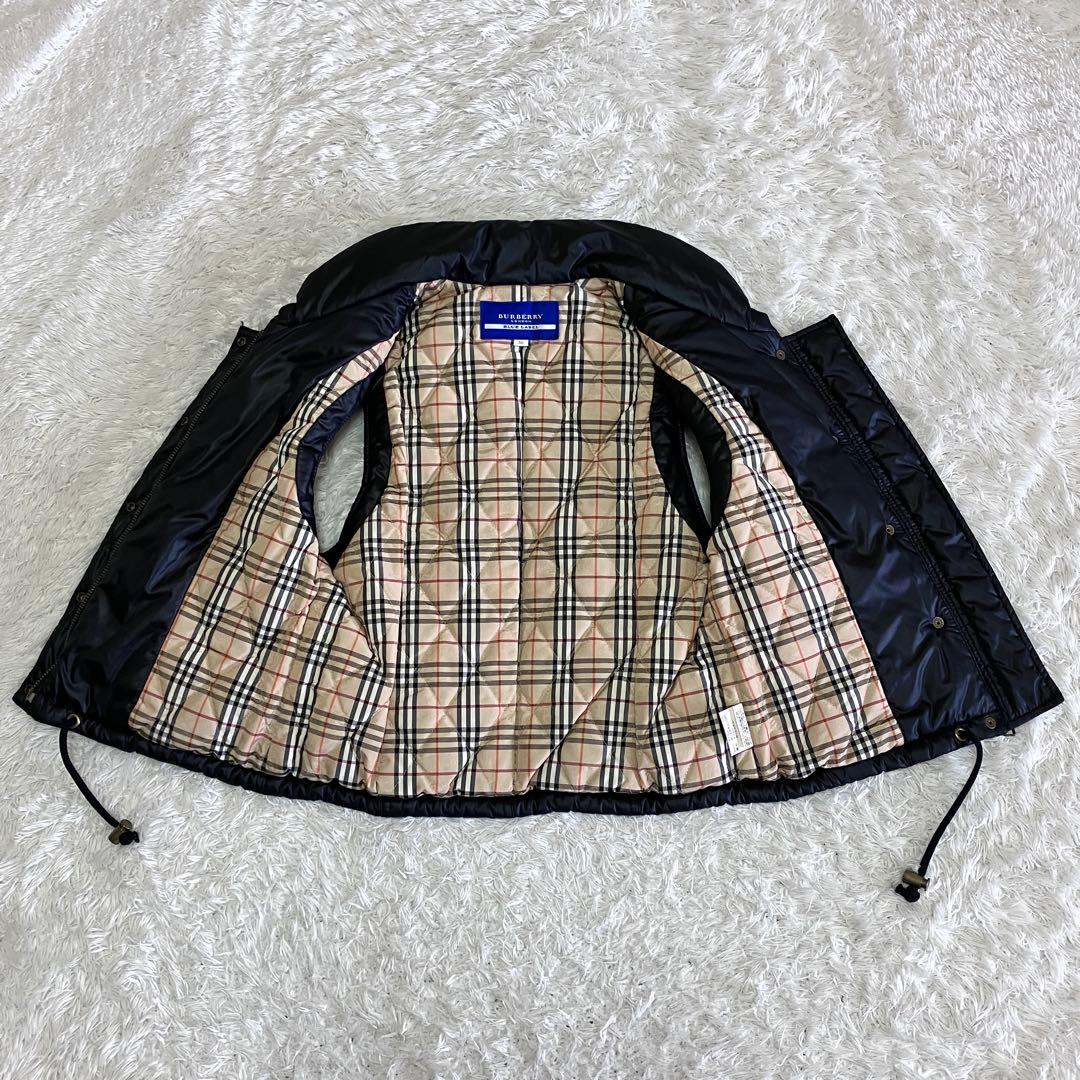 未使用級 バーバリー ブルーレーベル ダウンベスト 中綿 ノバチェック 黒 M