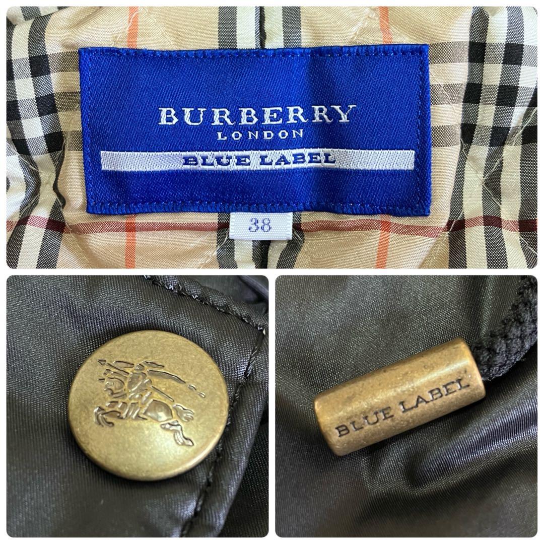 未使用級 バーバリー ブルーレーベル ダウンベスト 中綿 ノバチェック 黒 M