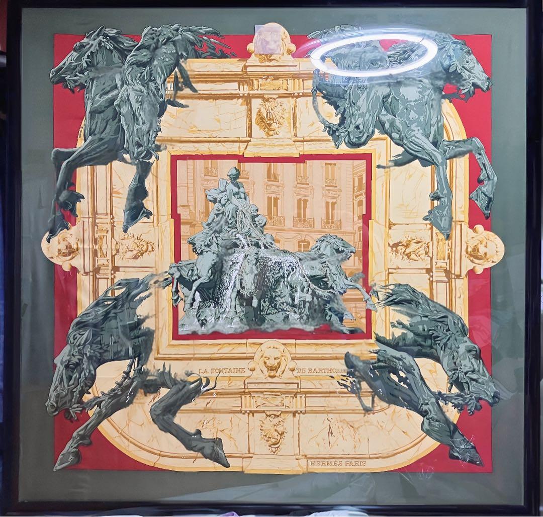 エルメス カレ90 ラ・フォンテーヌ・ド・バルトルディ(バルトルディの泉)額装品