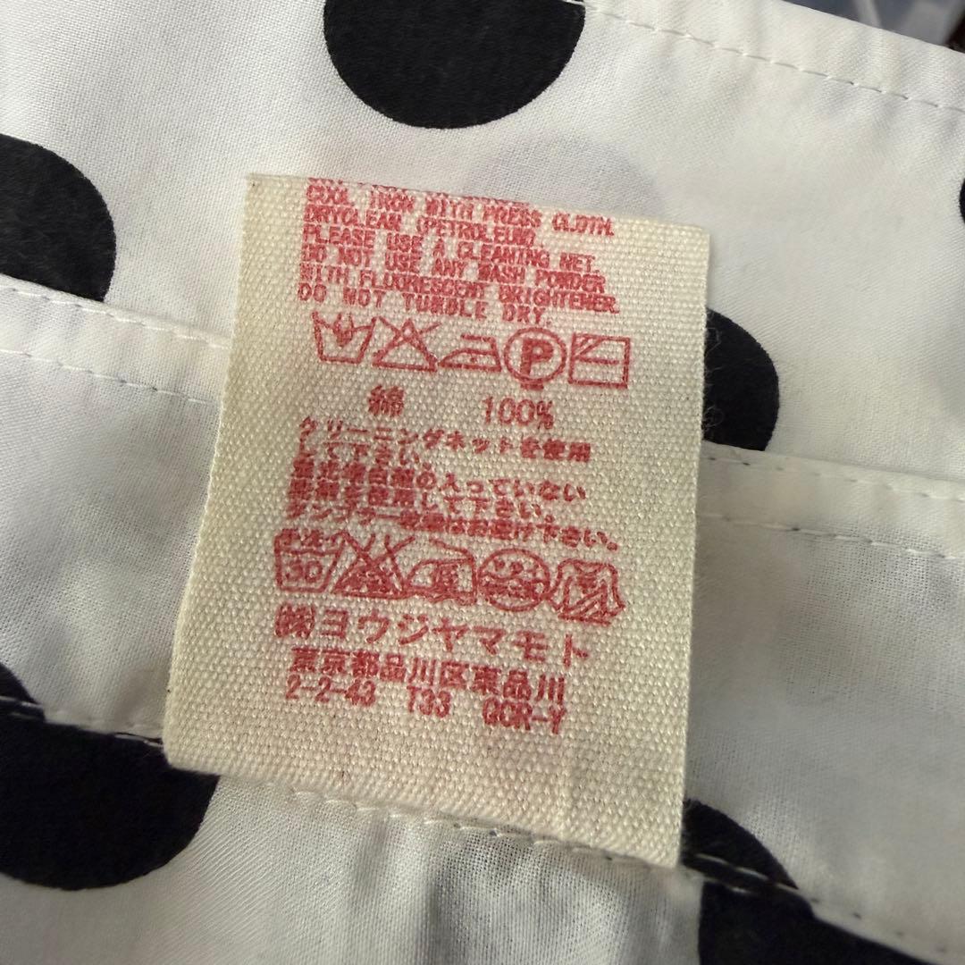 ヨウジヤマモト ギプシー ドット柄 半袖ボタンダウンシャツ ホワイト 2 良品