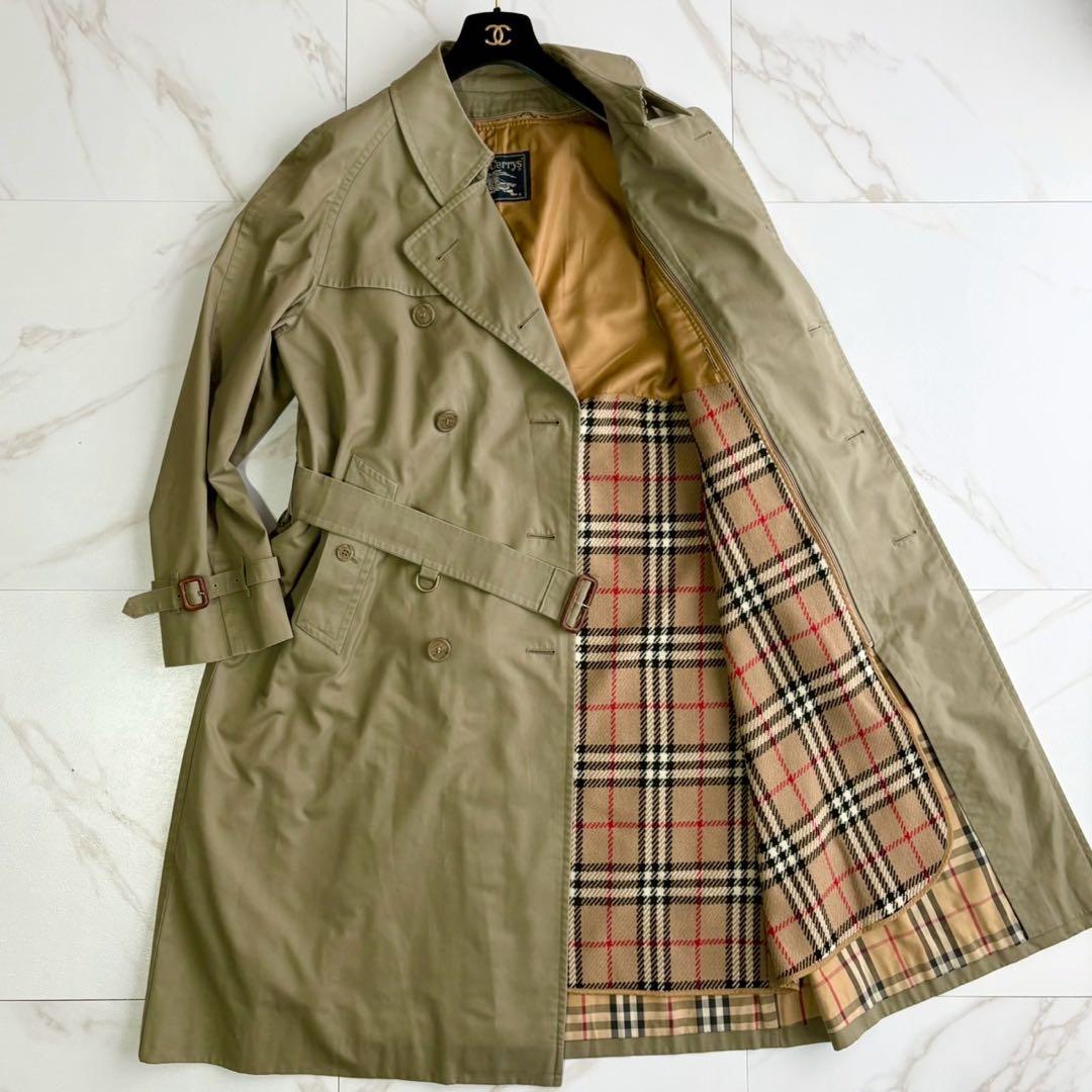 美品◆着丈113 BURBERRY ライナー ベルト付 トレンチコート カーキ