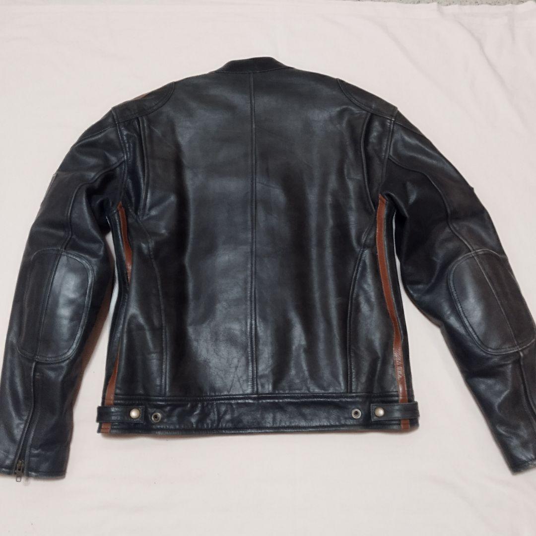 デグナー　ライダースジャケット　ブラック　牛革　ワッペン　キルティング　XL