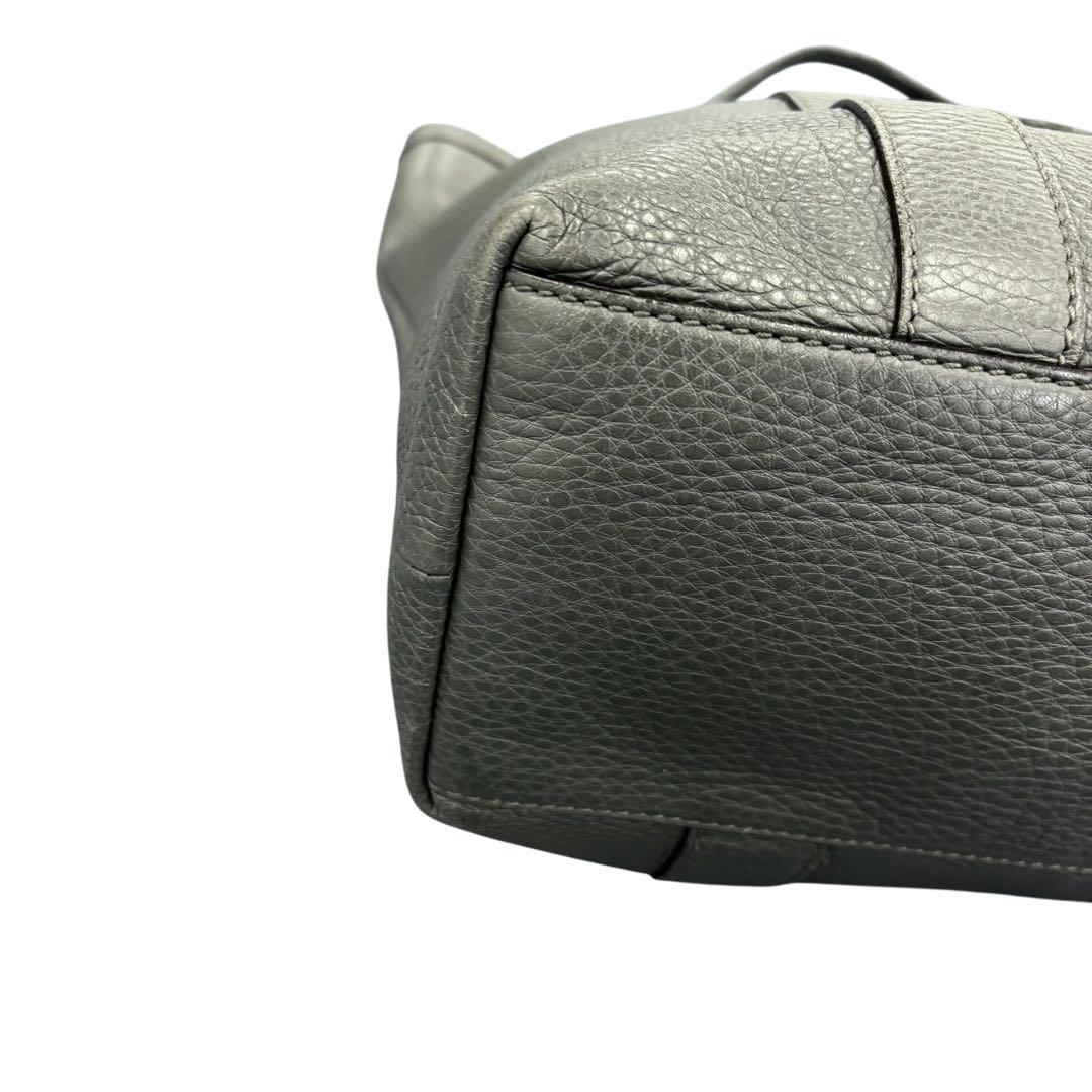 GUCCI グッチ レザー トートバッグ バンブー グレー ハンドバッグ