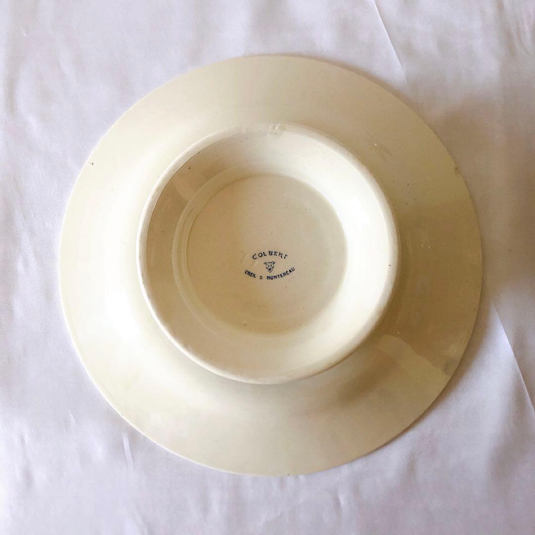 希少　クレイユモントロー　コルベール　ケーキスタンド　フランスアンティーク食器