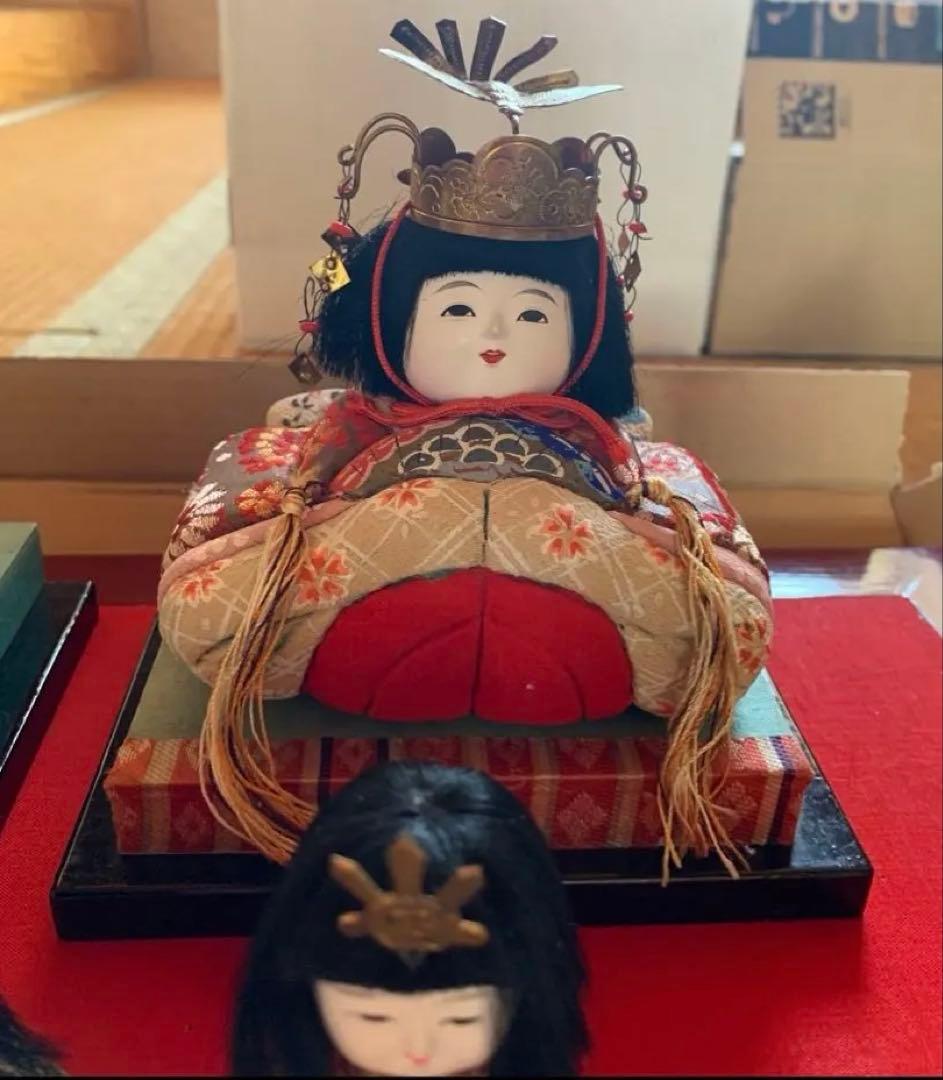 木目込み雛人形 雛祭り 雛人形 犬筥 ぼんぼり 屏風 アンティーク 三人官女