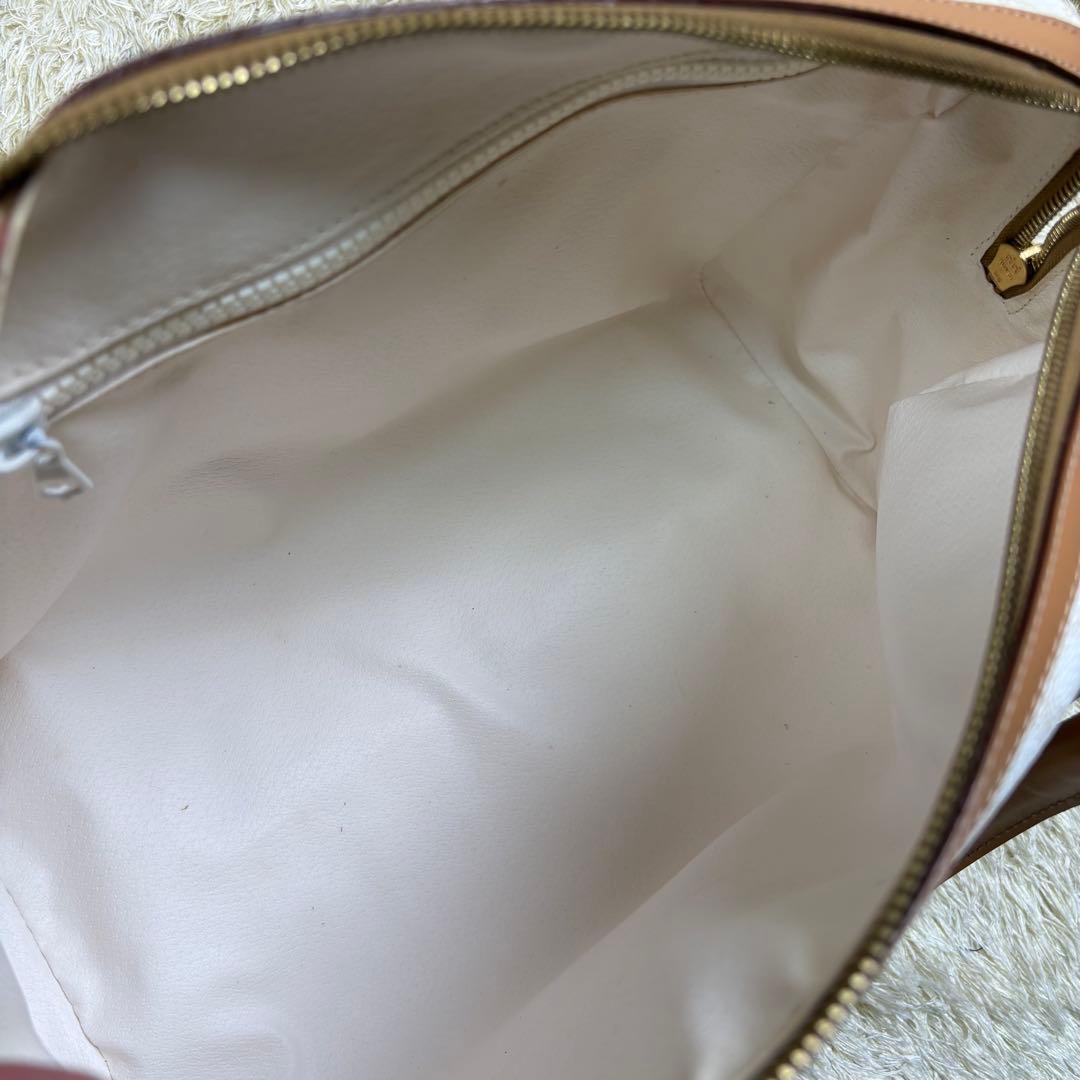 セリーヌ　ホワイト　マカダム　ボストンバッグ　ハンドバッグ