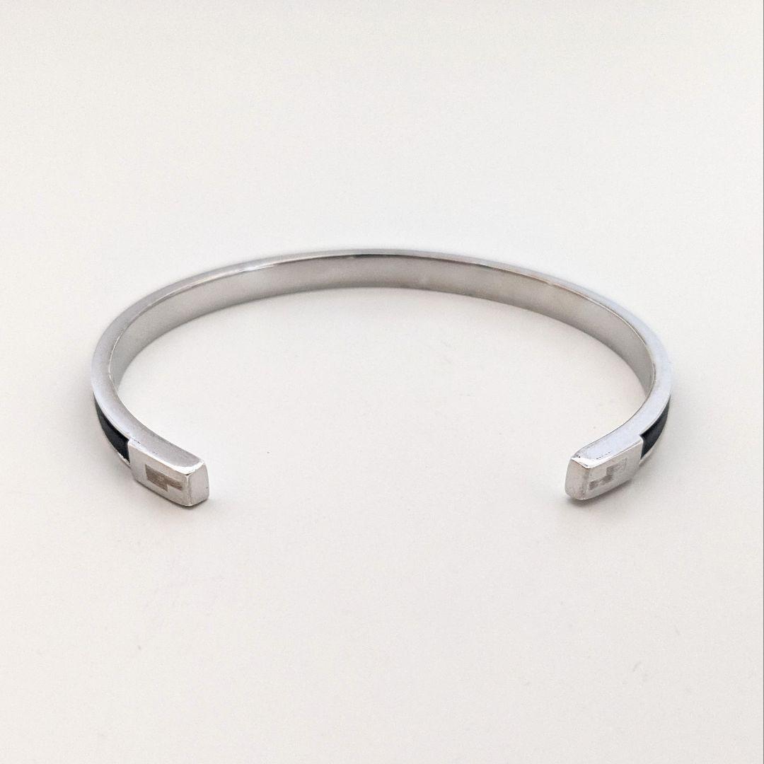 美品 希少 GUCCI グッチ レザー シルバー バングル ブレスレット