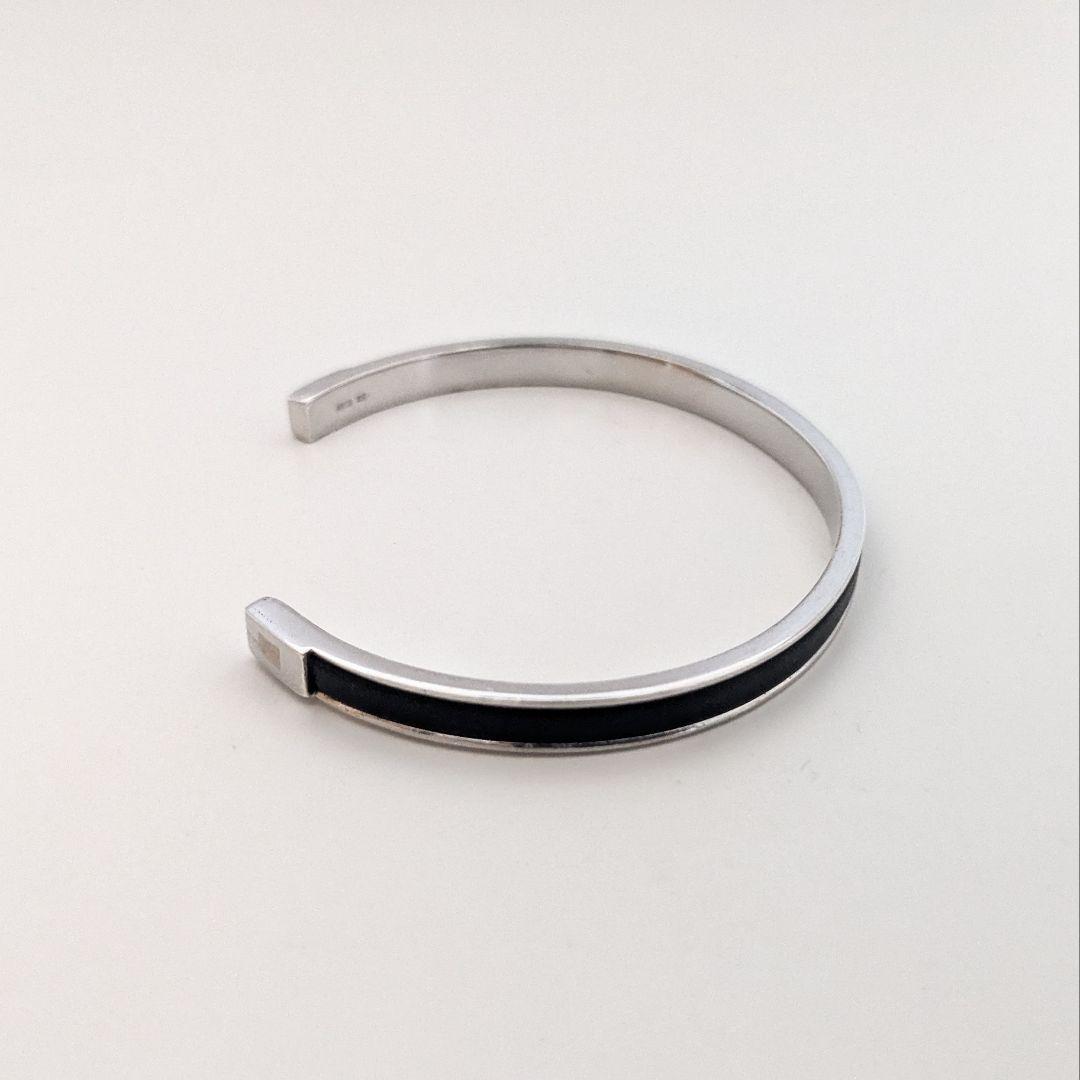 美品 希少 GUCCI グッチ レザー シルバー バングル ブレスレット