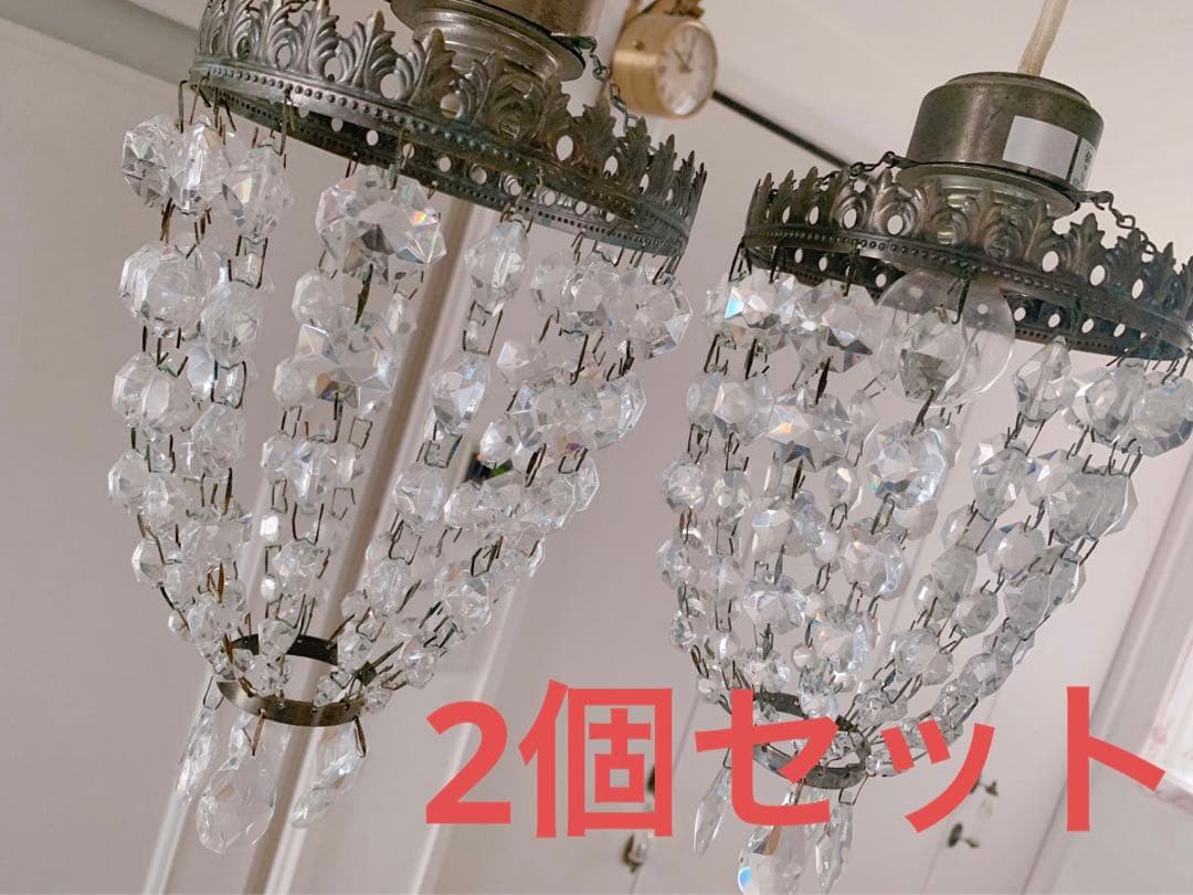 ローラアシュレイ　ガラスシェード　シャンデリア　アンティーク