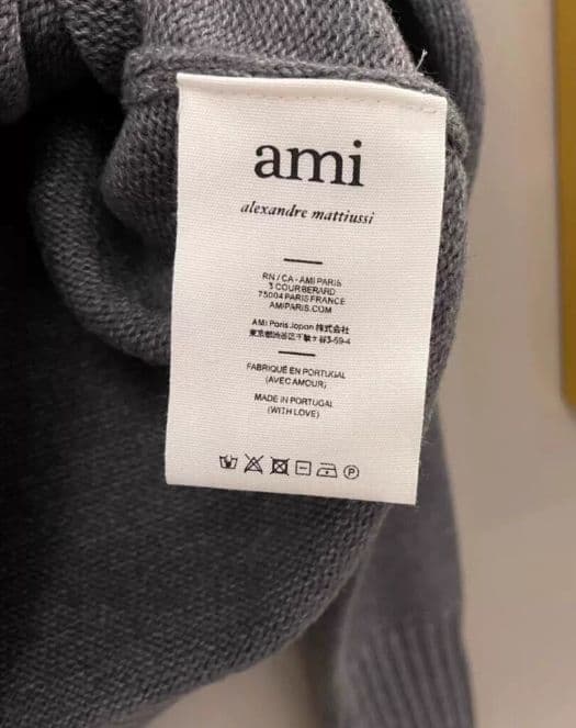 Ami paris グレー ニットセーター ハート A刺