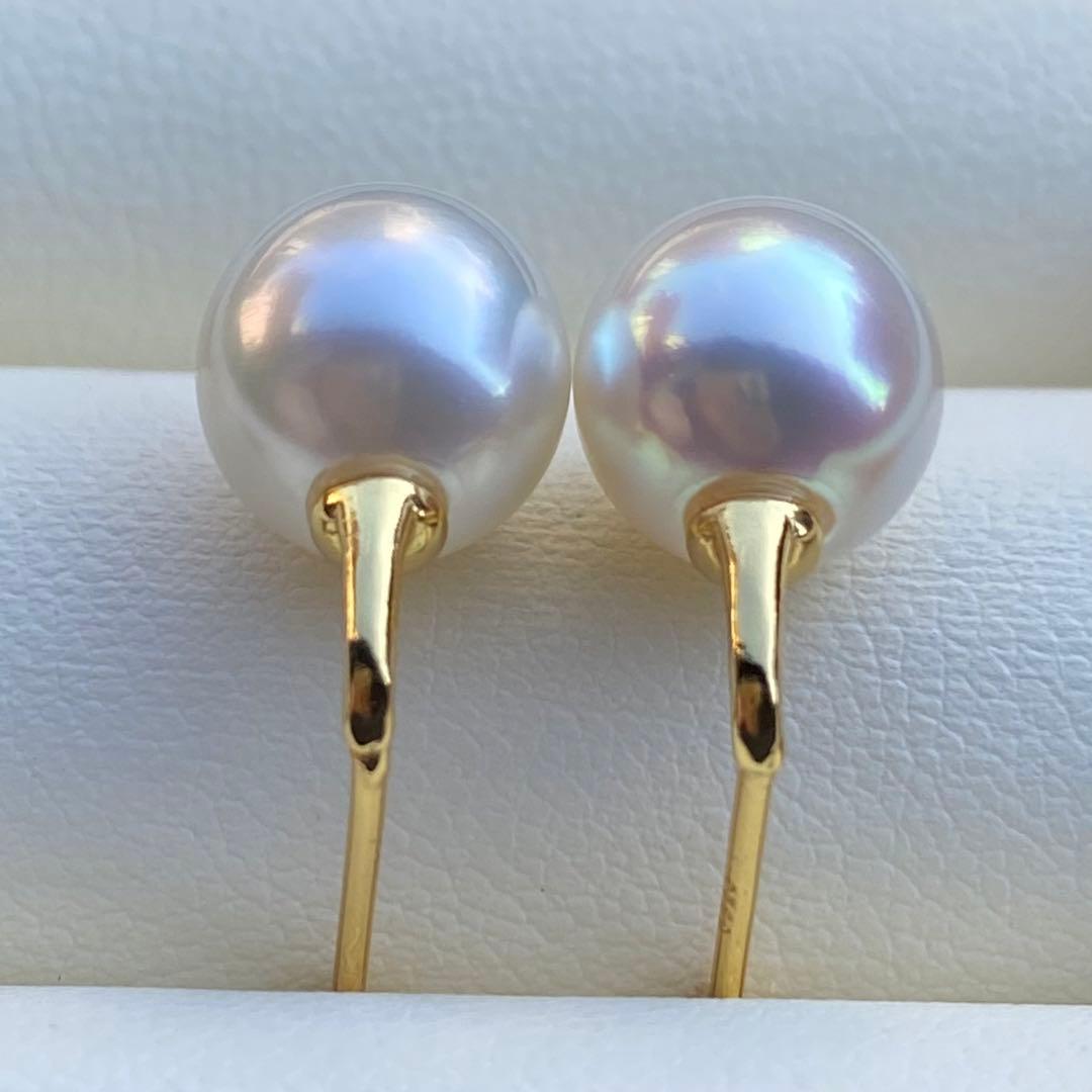 本真珠　あこや真珠ピアス　9.5*9mm無調色ホワイトP1194