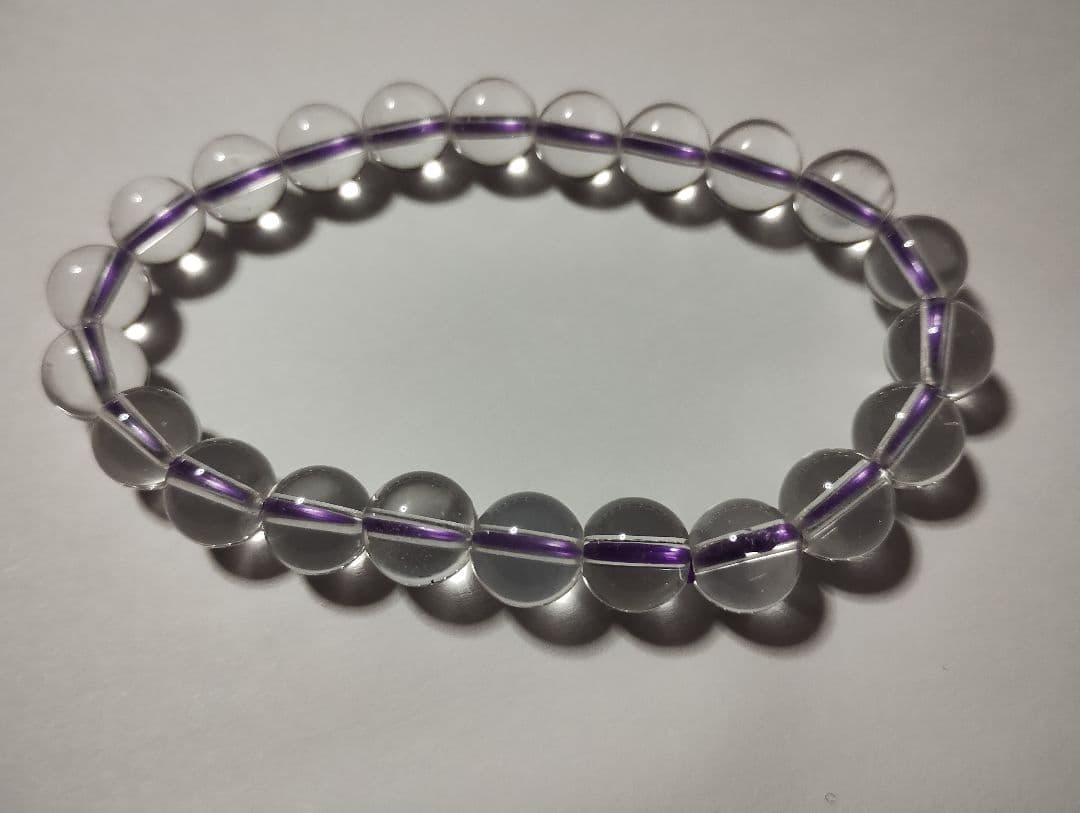 【気の保管庫】22個サイズ紫 8mm 水晶ブレスレットおまけ遠隔レイキ処置あり
