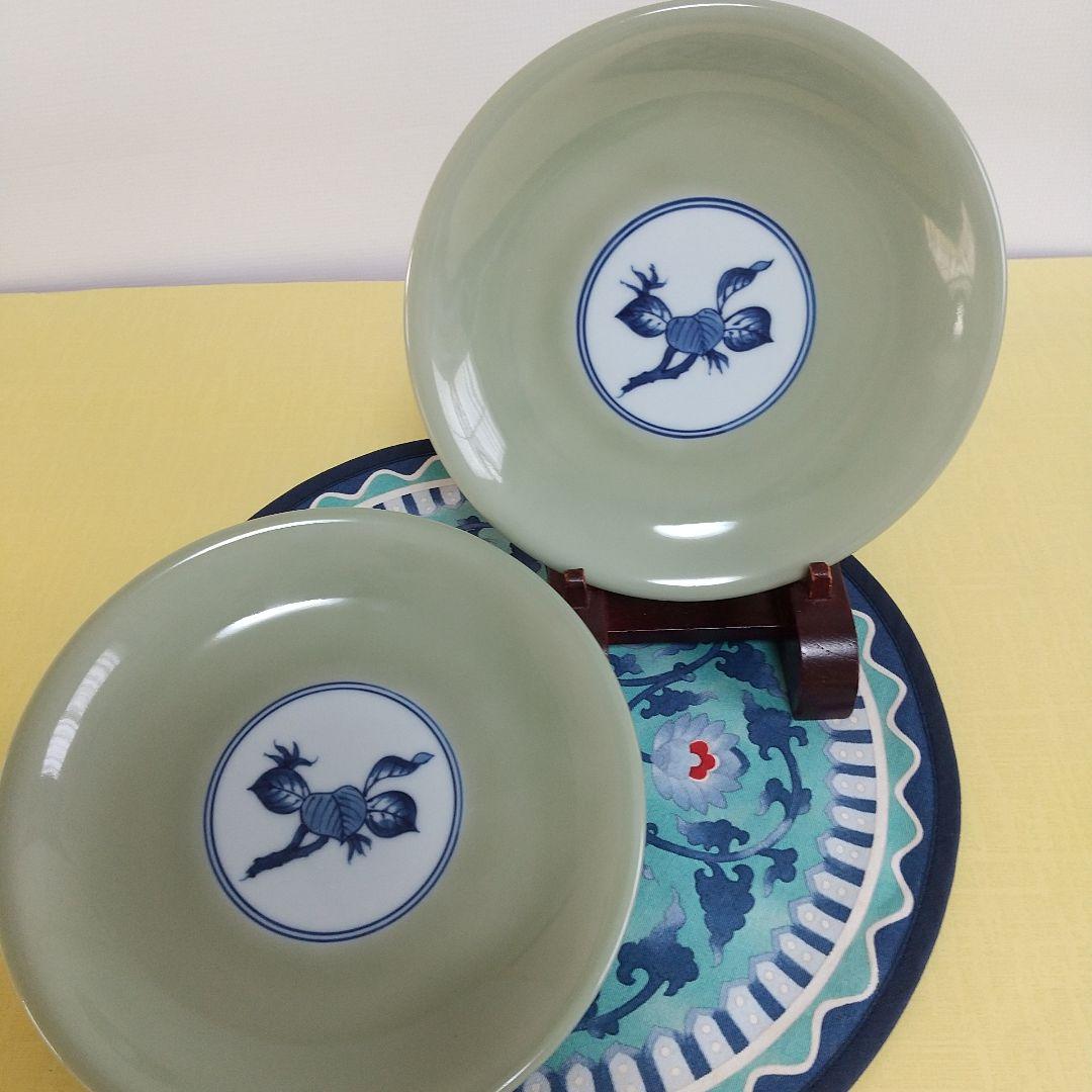 源右衛門⭐️青磁木ノ葉文の椀皿のソーサー 2枚組