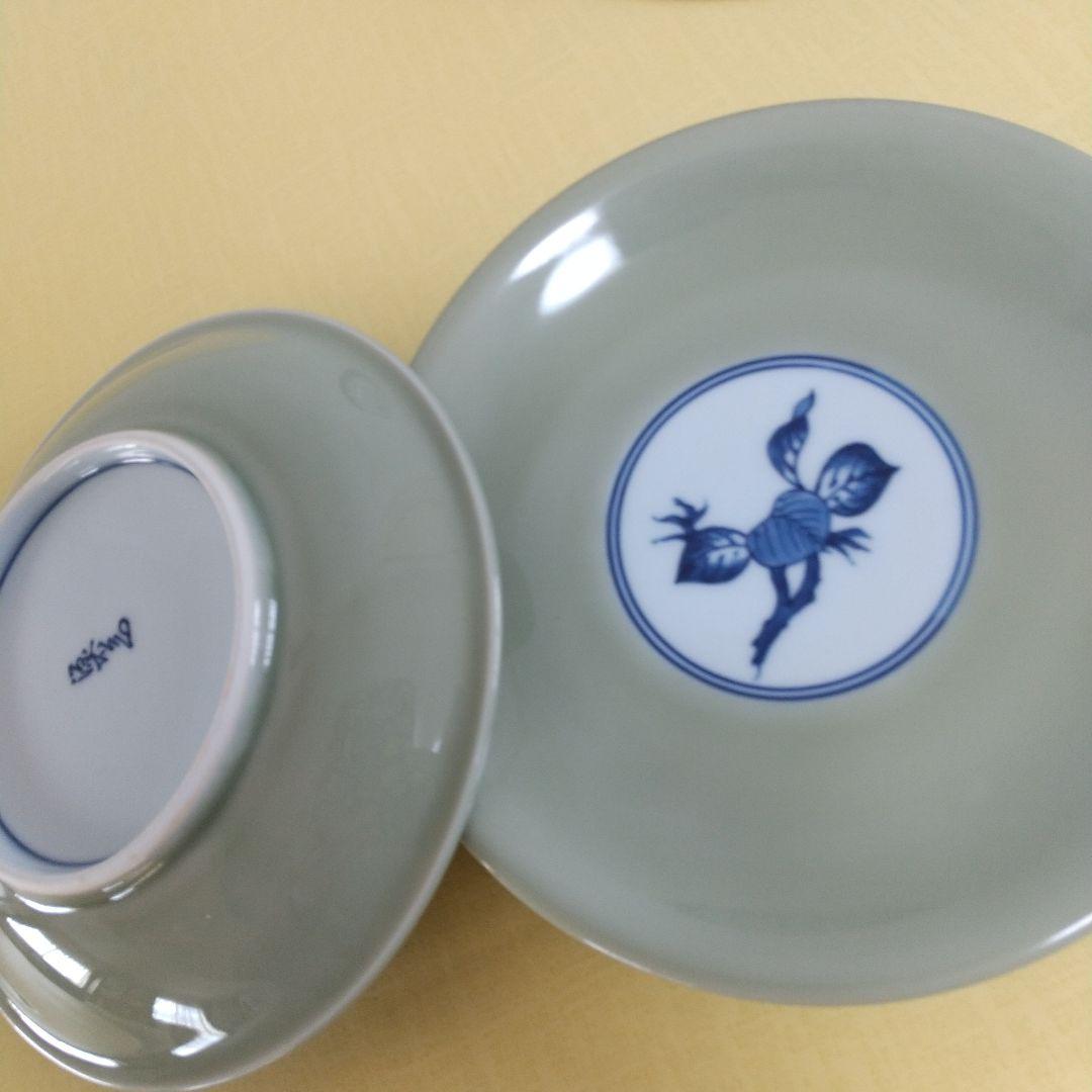 源右衛門⭐️青磁木ノ葉文の椀皿のソーサー 2枚組