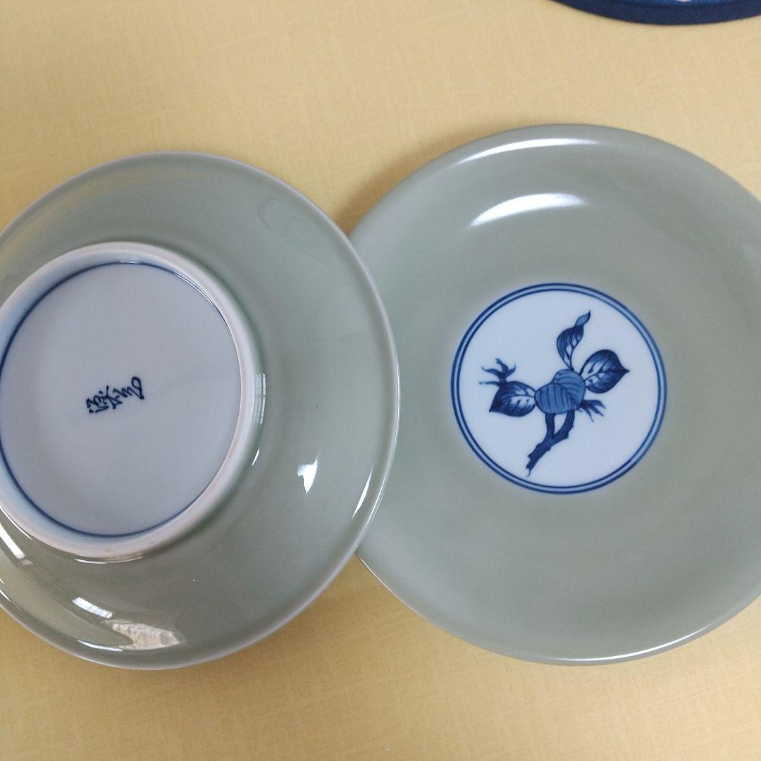 源右衛門⭐️青磁木ノ葉文の椀皿のソーサー 2枚組