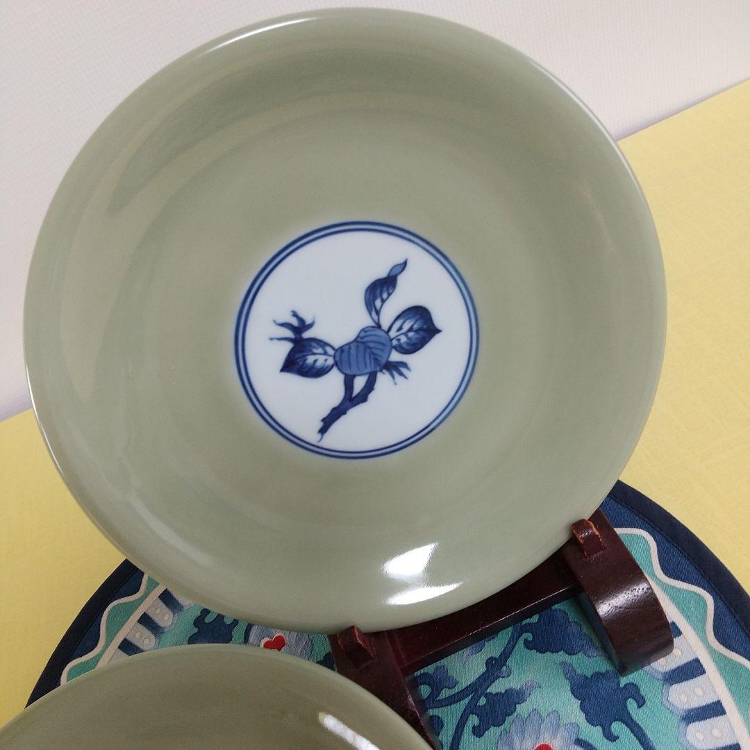 源右衛門⭐️青磁木ノ葉文の椀皿のソーサー 2枚組