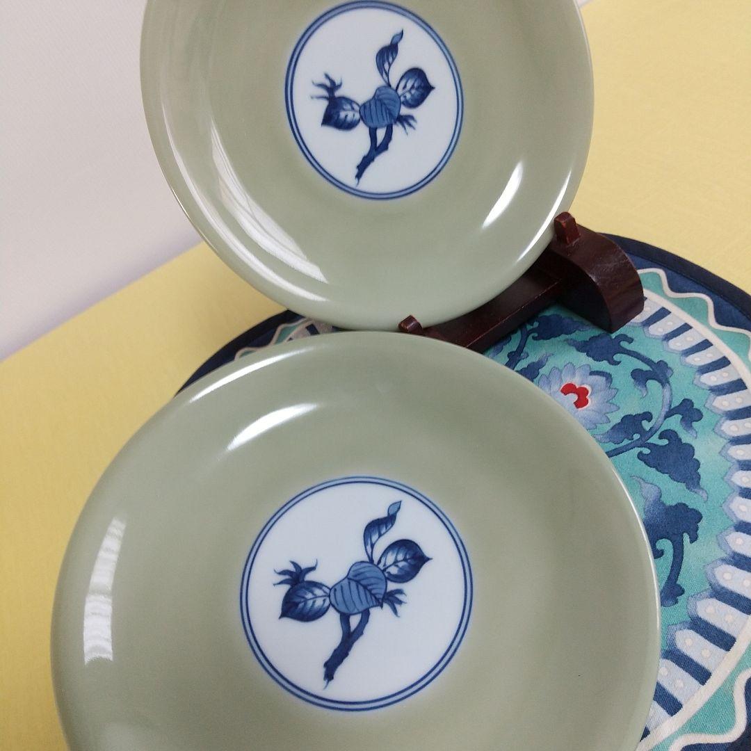 源右衛門⭐️青磁木ノ葉文の椀皿のソーサー 2枚組