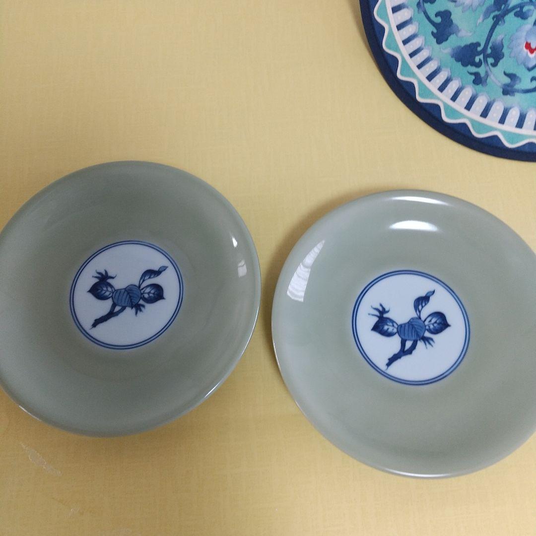 源右衛門⭐️青磁木ノ葉文の椀皿のソーサー 2枚組