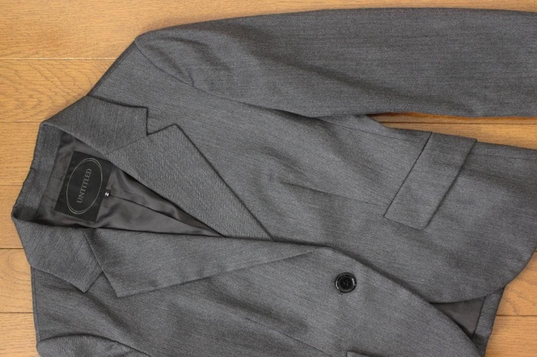 37【新品同様】アンタイトル パンツスーツ 2 グレー M ヘリンボーン 秋冬春