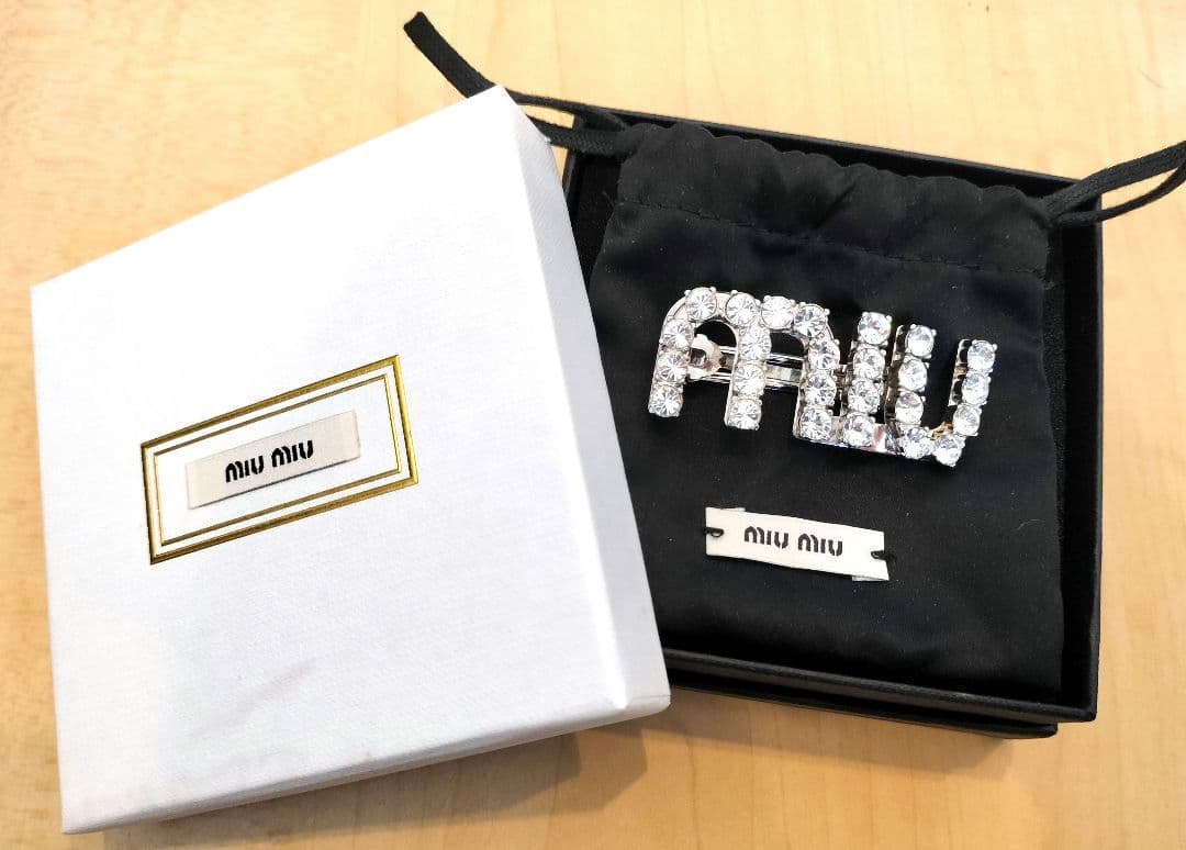 miumiu ミュウミュウ ビジュー クリスタル バレッタ クリップ 美品