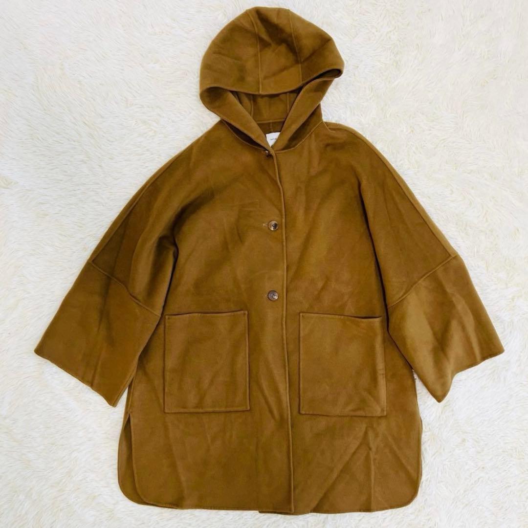 スピックアンドスパン スーパー160sテントラインショートコート キャメル