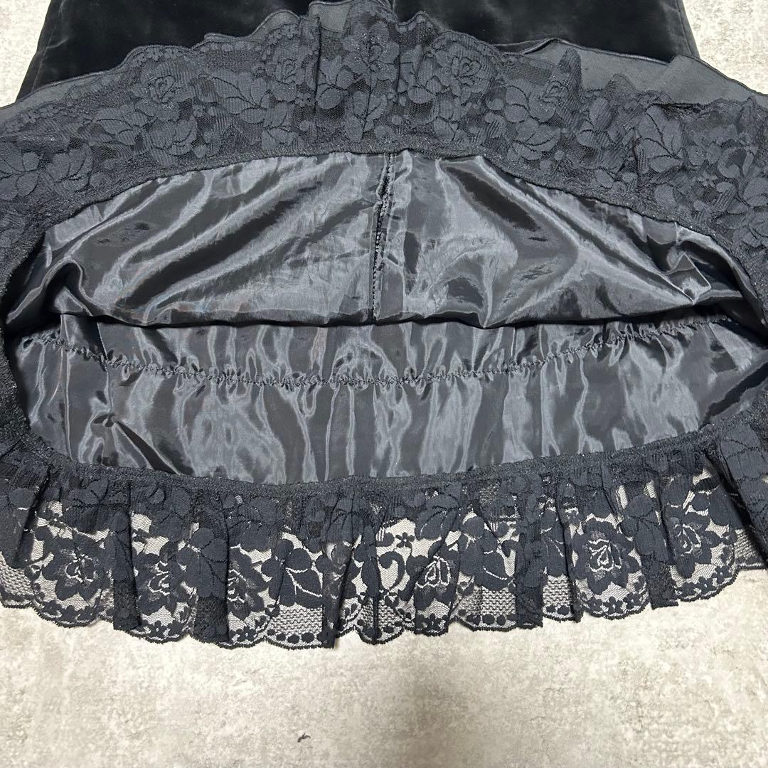 BPNブラックピースナウ　ベロア　レース　スカート　フリル