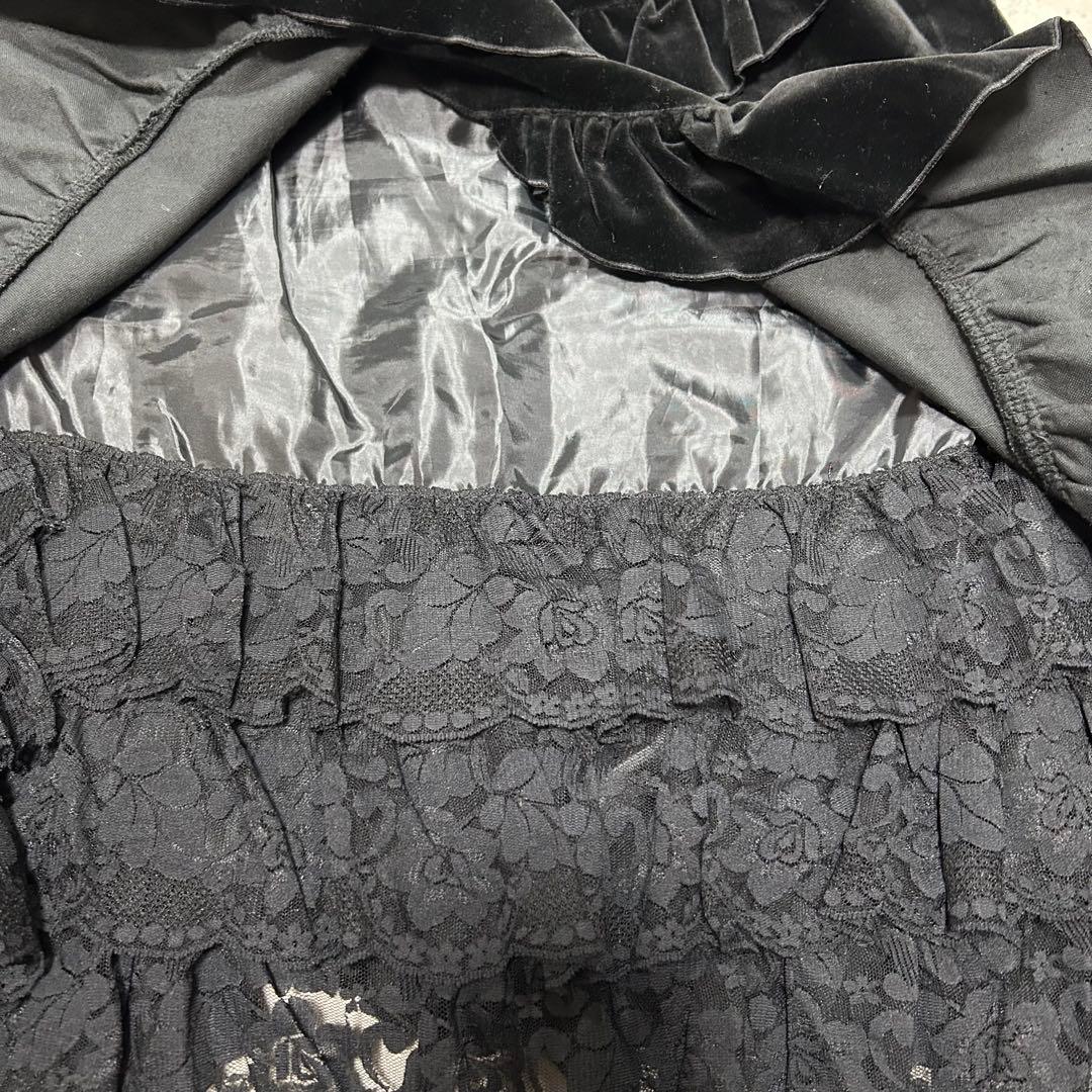 BPNブラックピースナウ　ベロア　レース　スカート　フリル