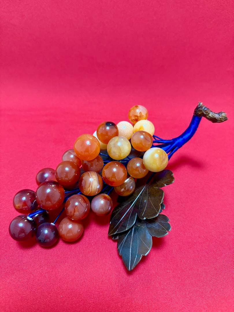 中国美術 ★☆ 天然石 縁起物 ストーン オブジェ 葡萄 ぶどう ジャンク品扱い