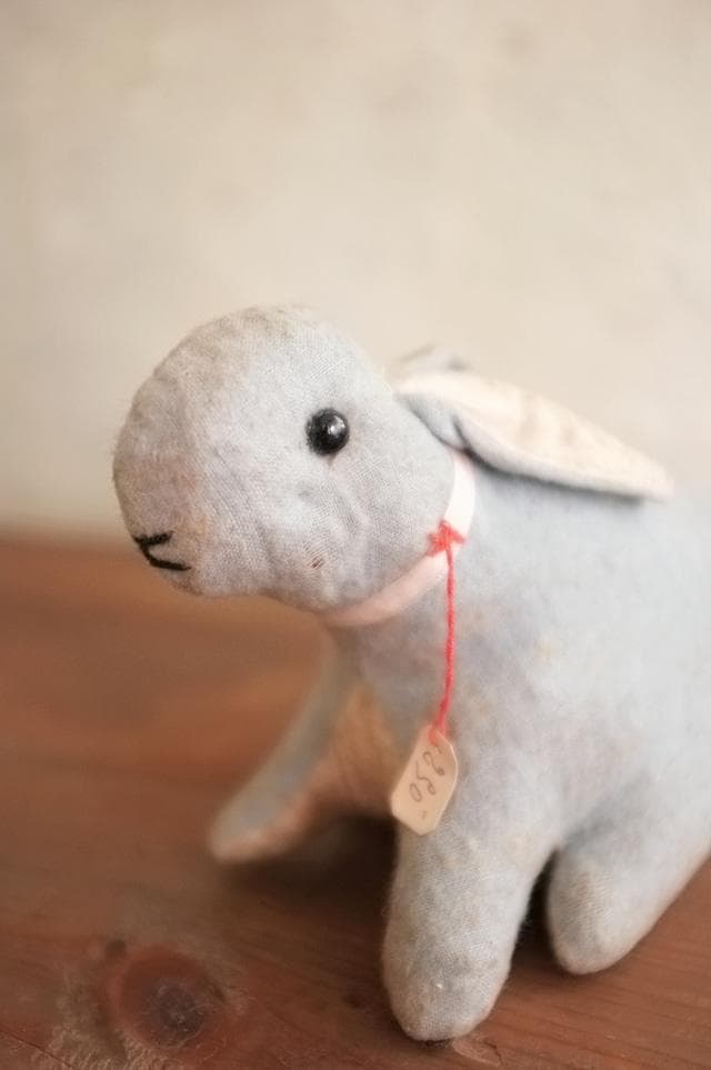 フランス 青いうさぎさんと薔薇色のリボンb ドール テディベア アンティーク