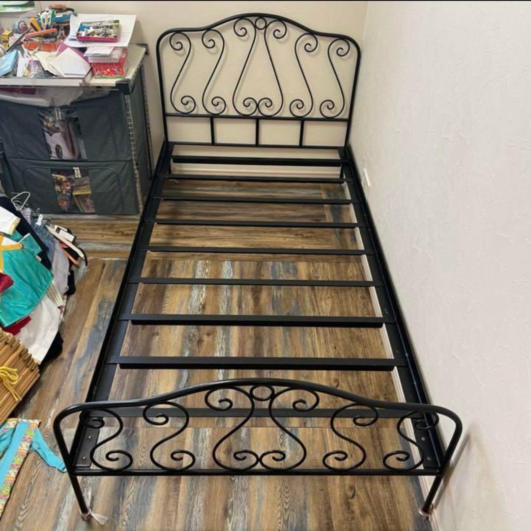 アンティークヴィンテージアイアンベッドフレームブラックブルックリン