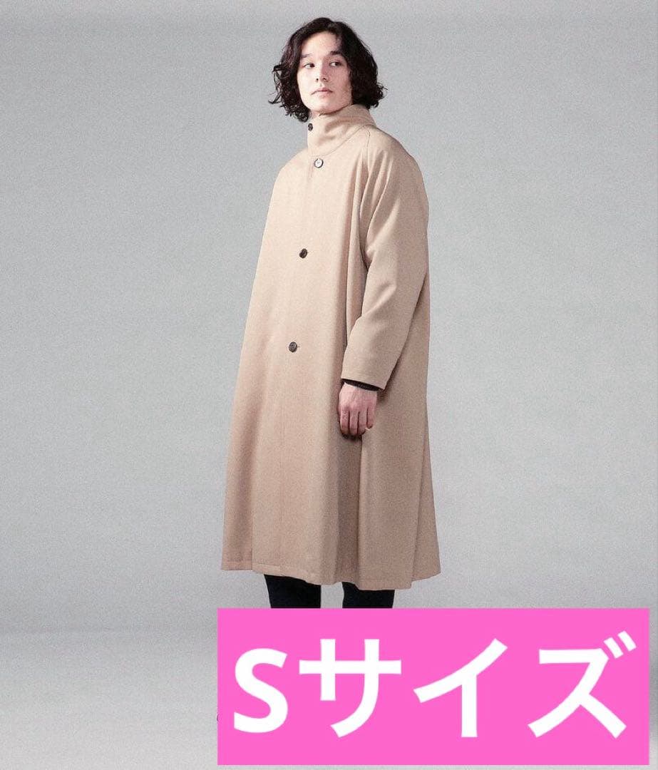 CABaN ウールギャバジン スタンドカラーコート 43 ベージュ Sサイズ